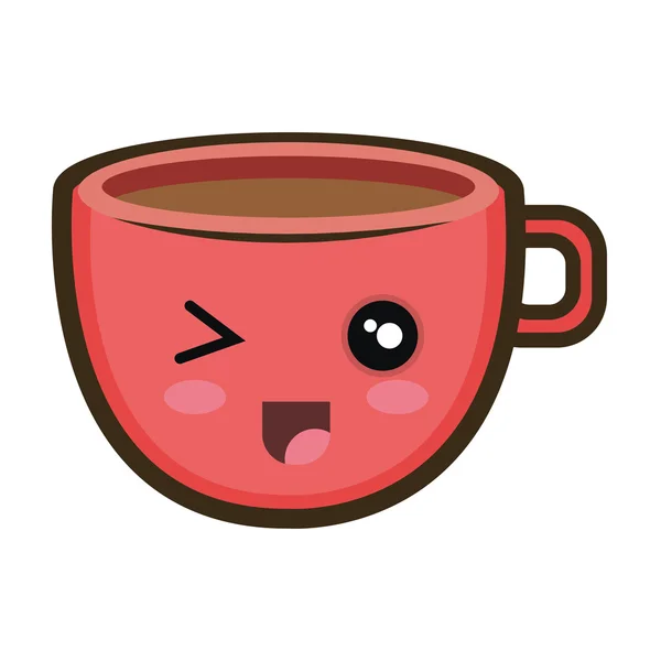Kawaii tasse de café dessin animé — Image vectorielle