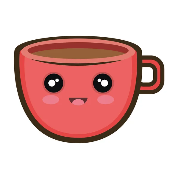 Kawaii taza de café de dibujos animados — Vector de stock