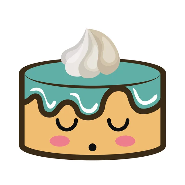 Sobremesa bolo de desenhos animados kawaii —  Vetores de Stock