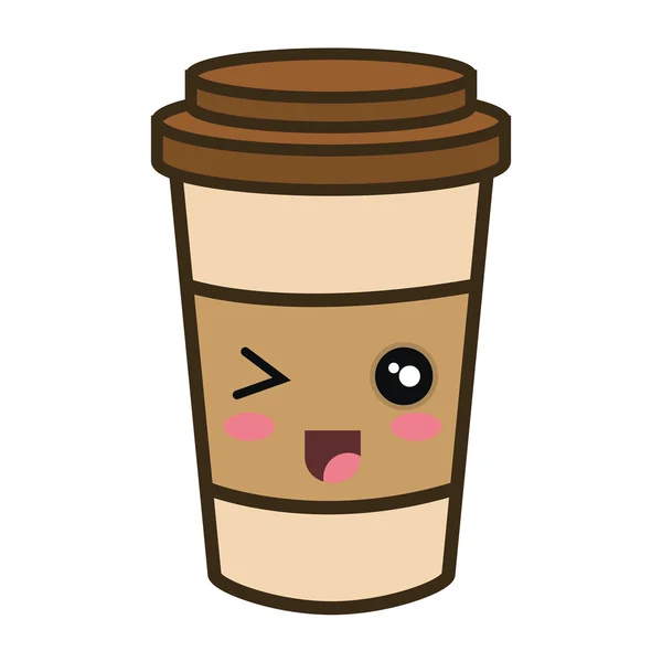 Каваї мультфільм портативний чашки кави — стоковий вектор