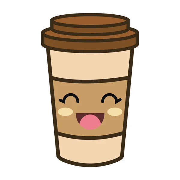 Kawaii desenho animado café copo portátil — Vetor de Stock