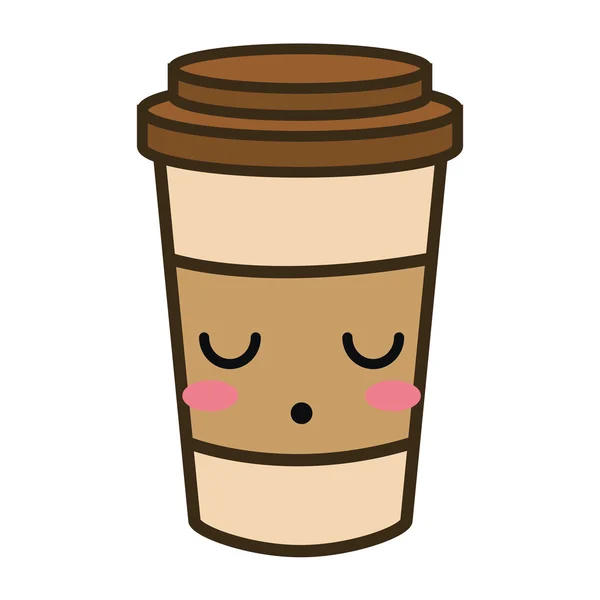 Taza portátil de café de dibujos animados kawaii — Vector de stock