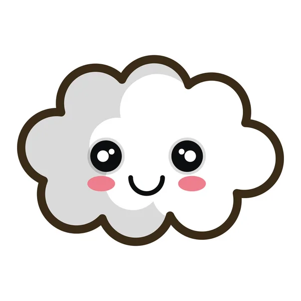 Kawaii dibujos animados nube blanca — Vector de stock