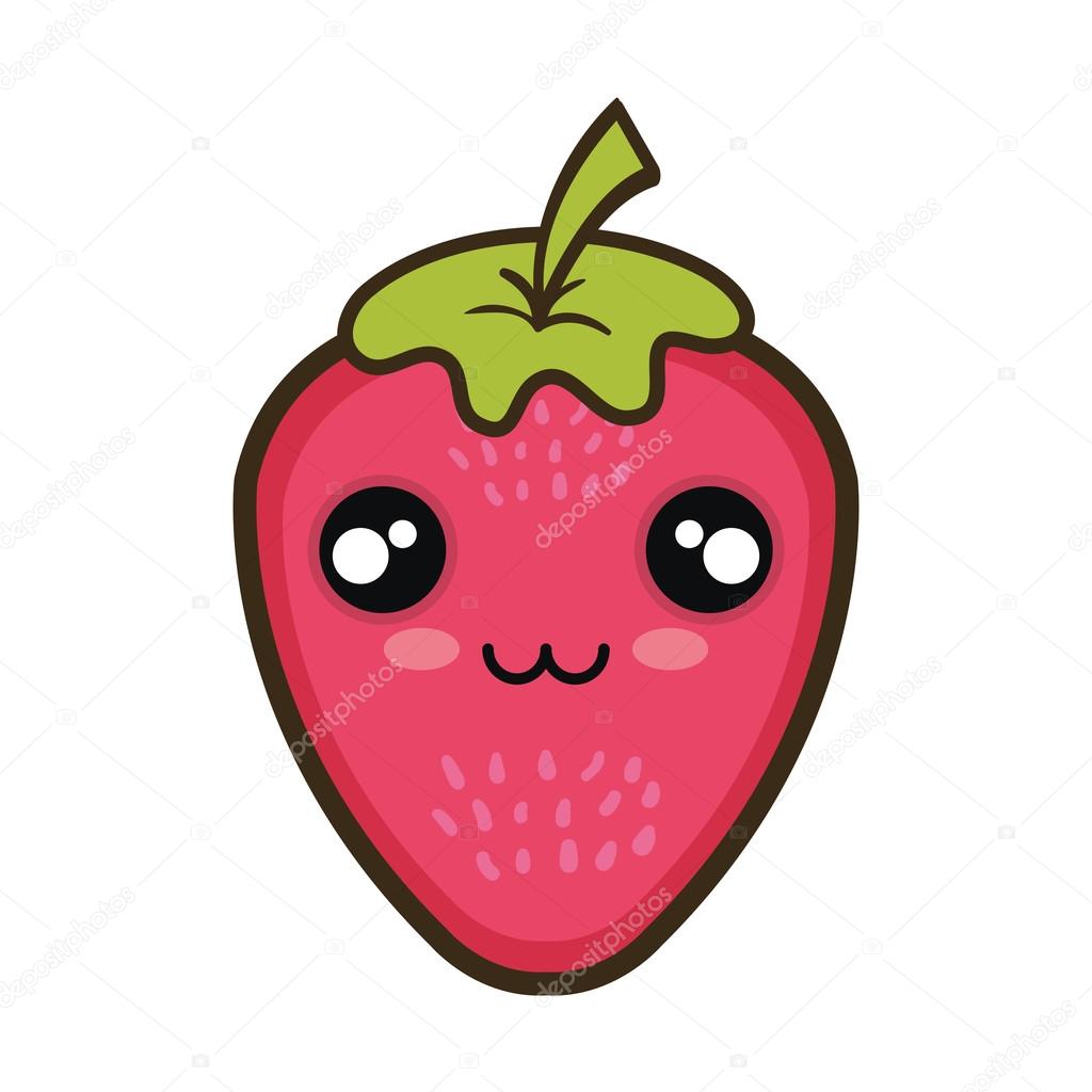 Kawaii cartoon strawberry fruit ⬇ Vector Image by © yupiramos Vector