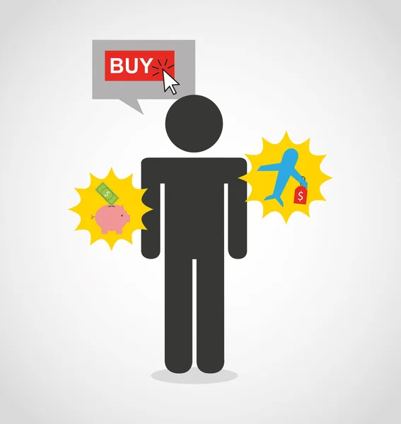 Pessoa de compras avatar ícones planos — Vetor de Stock