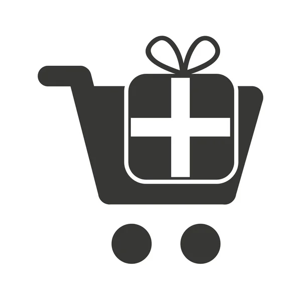 Kar winkelen met commerciële pictogram geïsoleerd — Stockvector