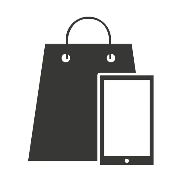 Bolsa de compras con icono aislado comercial — Archivo Imágenes Vectoriales