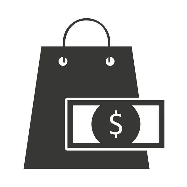 Shopping bag with commercial isolated icon — Stock Vector