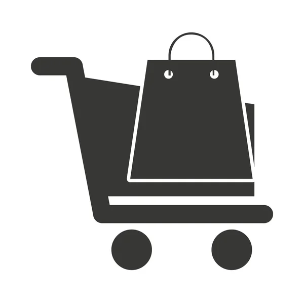 Carrinho de compras com ícone comercial isolado —  Vetores de Stock