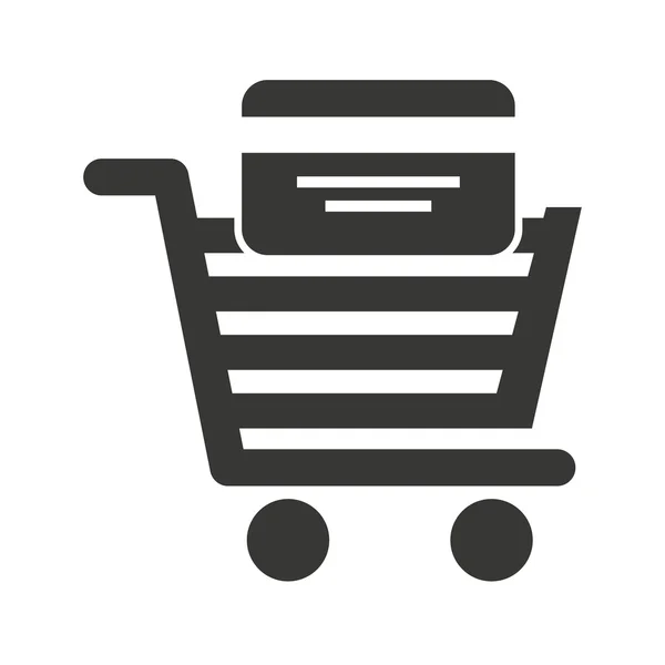 Carrito de compras con icono comercial aislado — Archivo Imágenes Vectoriales