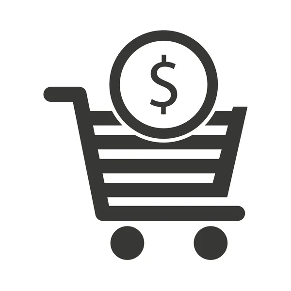 Cart shopping with commercial icon isolated — Stock Vector