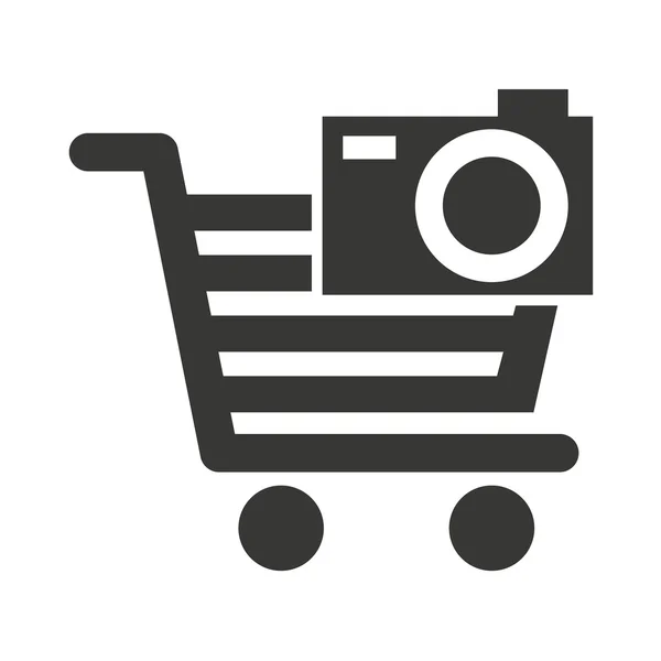 Carrito de compras con icono comercial aislado — Vector de stock