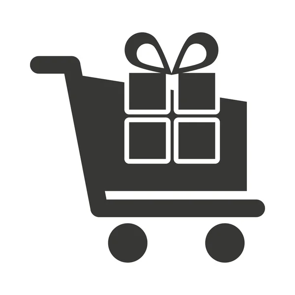 Coș de cumpărături cu pictogramă comercială izolată — Vector de stoc