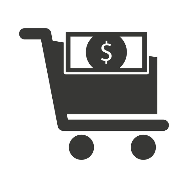 Cart shopping with commercial icon isolated — Stock Vector