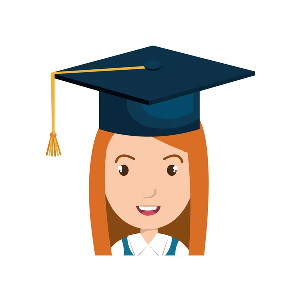 Chica avatar con gorra de graduación — Vector de stock