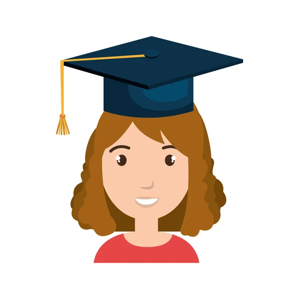 Menina avatar com tampa de graduação — Vetor de Stock
