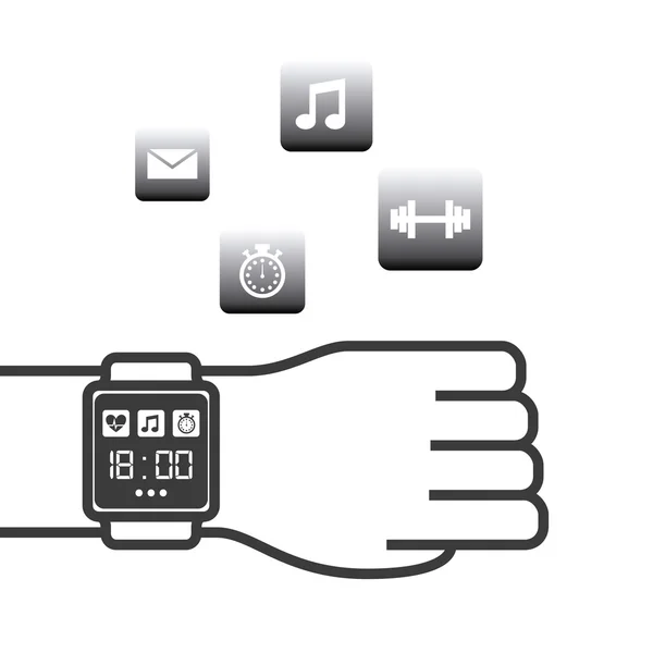 Smartwatch iconos de la tecnología portátil — Vector de stock