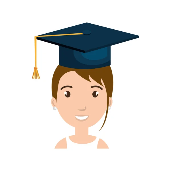 Avatar fille avec graduation cap — Image vectorielle