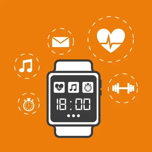 Smartwatch iconos de la tecnología portátil — Vector de stock