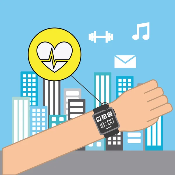 Smartwatch iconos de la tecnología portátil — Vector de stock