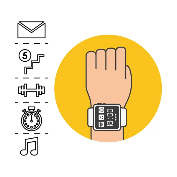 Smartwatch giyilebilir teknoloji simgeleri — Stok Vektör