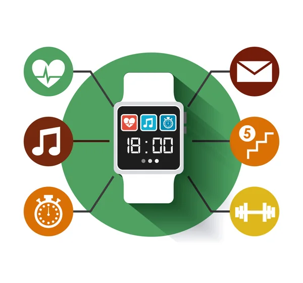 Smartwatch purtabile tehnologie icoane — Vector de stoc