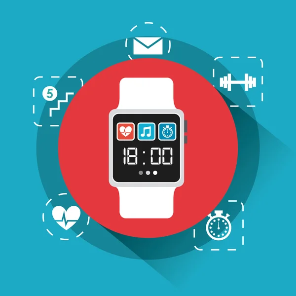 Smartwatch iconos de la tecnología portátil — Vector de stock