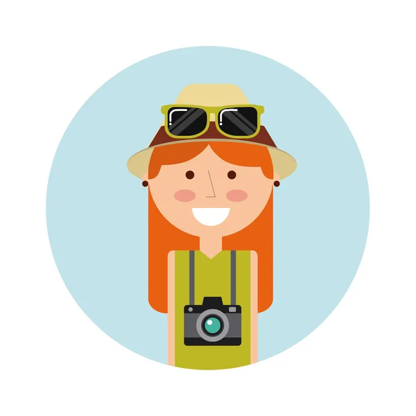 Turistické osoba s fotografickou kamerou — Stockový vektor