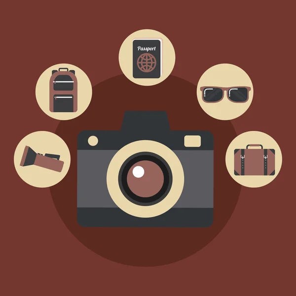 Travel equipment set icons — Stock Vector