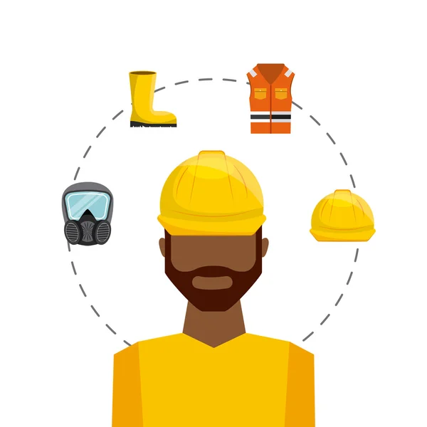 Safety industry equipment flat icons — Stock Vector