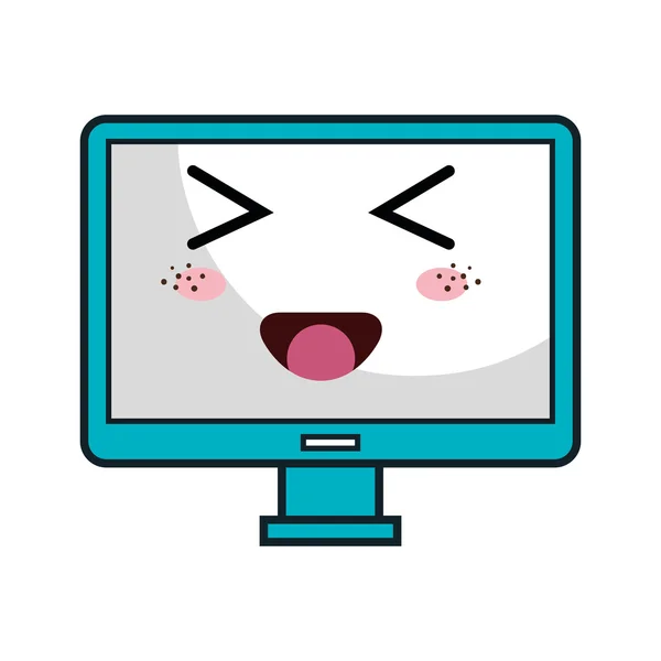 computer monitor kawaii cartoon — Stock Vector © yupiramos #122984714