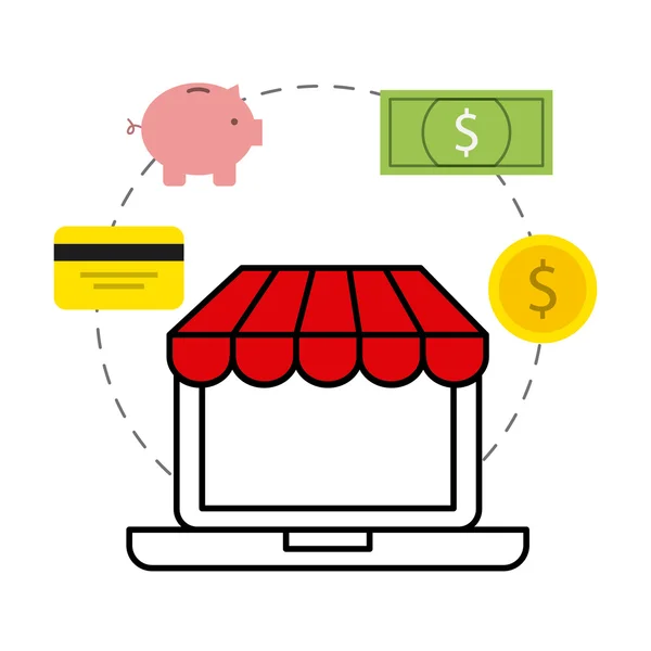 Iconos de comercio electrónico conjunto plano — Archivo Imágenes Vectoriales