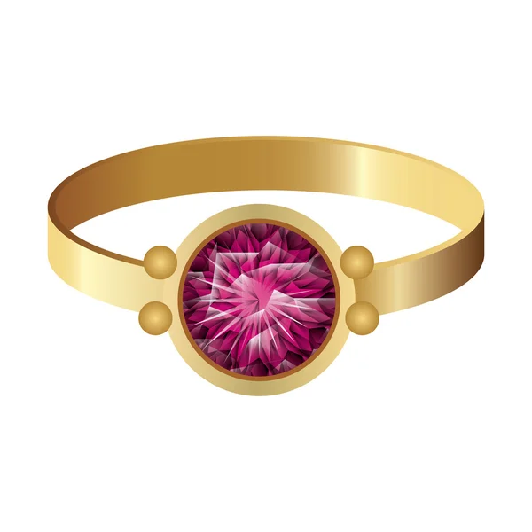 Złoty pierścień z klejnotem — Wektor stockowy