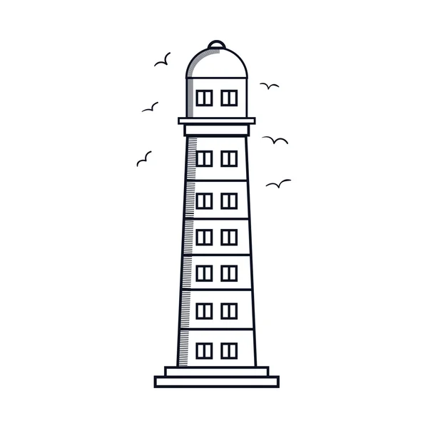 Silueta de la torre del faro — Vector de stock