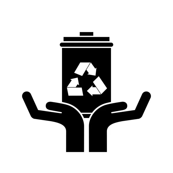 Handen menselijke met ecologie pictogram — Stockvector