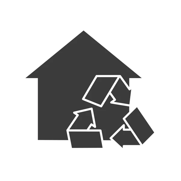 Silhouette maison avec icône écologie — Image vectorielle