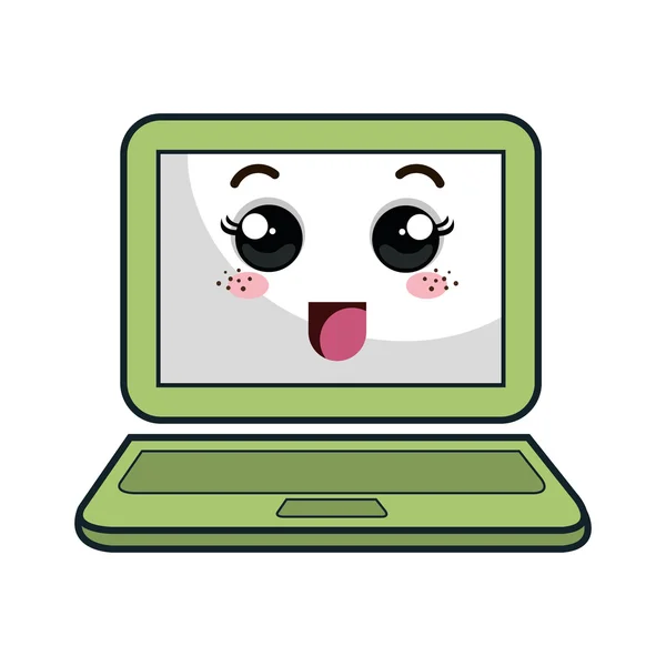 Kawaii cartoon laptop — Stock Vector
