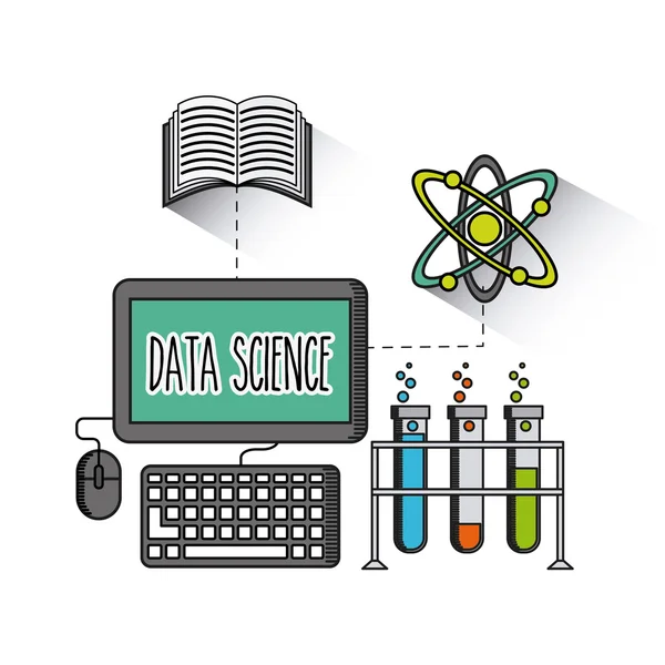 Science des données en ligne icônes plates — Image vectorielle