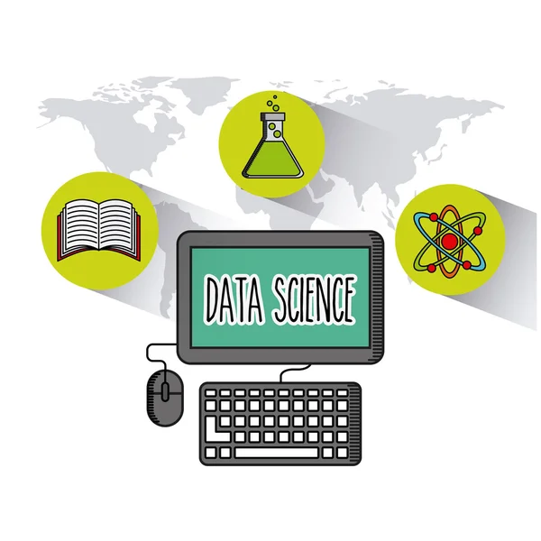 Science des données en ligne icônes plates — Image vectorielle