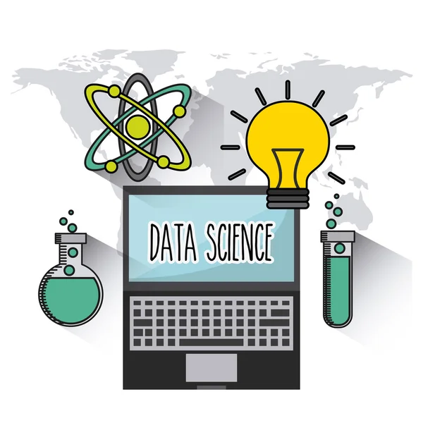 Science des données en ligne icônes plates — Image vectorielle