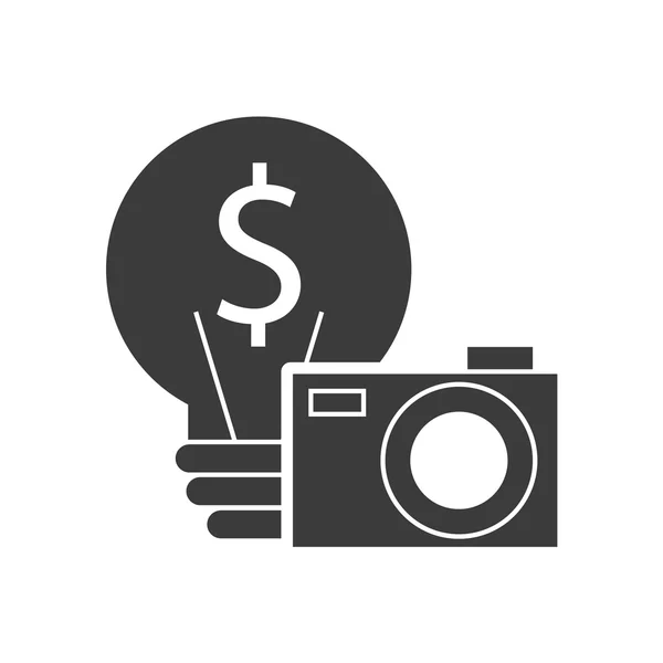 Lâmpada de luz com ícone de finanças — Vetor de Stock