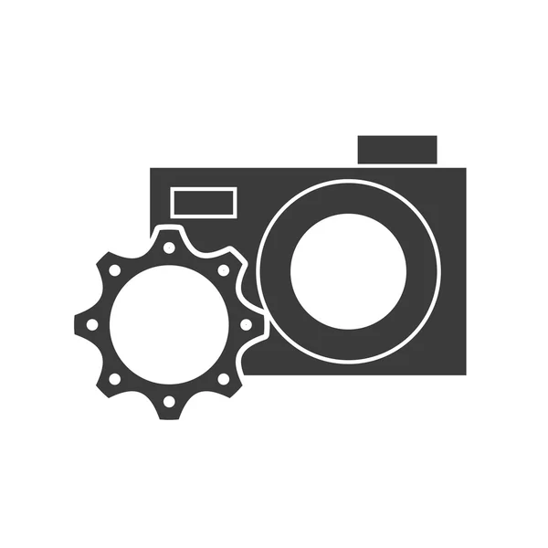 Fotocamera fotografica con icona aziendale — Vettoriale Stock