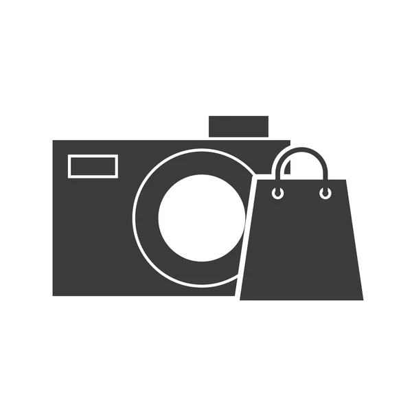 Câmera fotográfica com ícone de negócios — Vetor de Stock