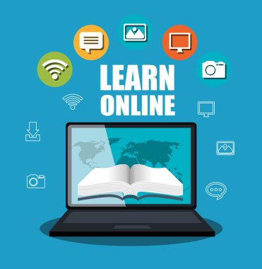 çizgi film öğrenmek online e-kitap izole tasarım