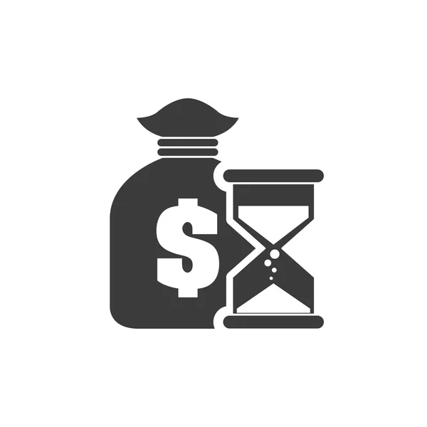 Zak geld met financiën pictogram — Stockvector
