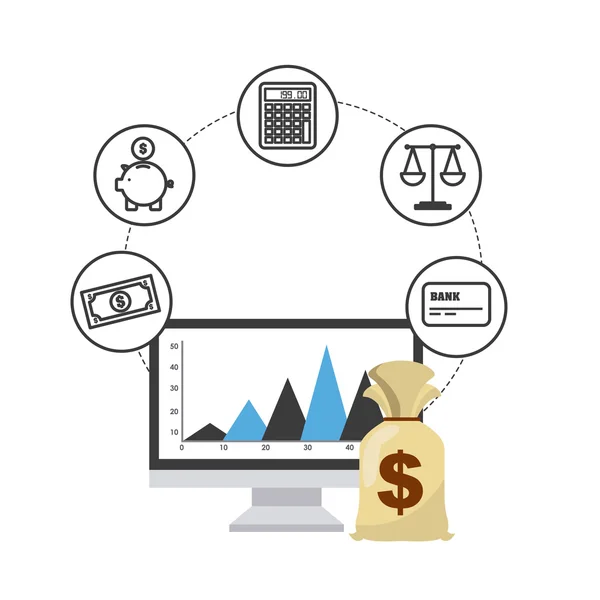 Bank- en handel online platte pictogrammen — Stockvector