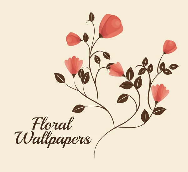 Floral wallpapers design isolated — Stock Vector