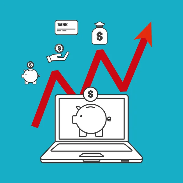 Banco e comércio online ícones planos — Vetor de Stock