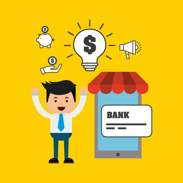 Banco e comércio online ícones planos — Vetor de Stock