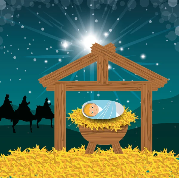 Silueta pesebre feliz diseño de Navidad — Archivo Imágenes Vectoriales